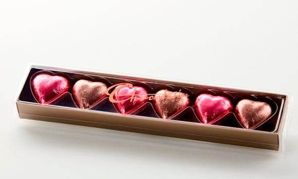 Chocolatier  6 Pack Hearts - Pink/Mocha 45g