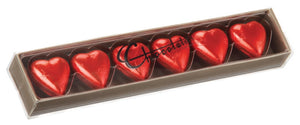 Chocolatier  6 Pack Hearts - Red 45g