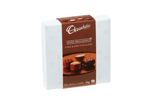 Chocolatier  Pure Indulgence White  "Mini Treat Box" Milk & Dark Chocolate 40g
