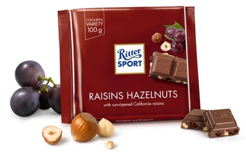 Ritter Sport Milk Chocolate Raisin & Hazelnut 100g